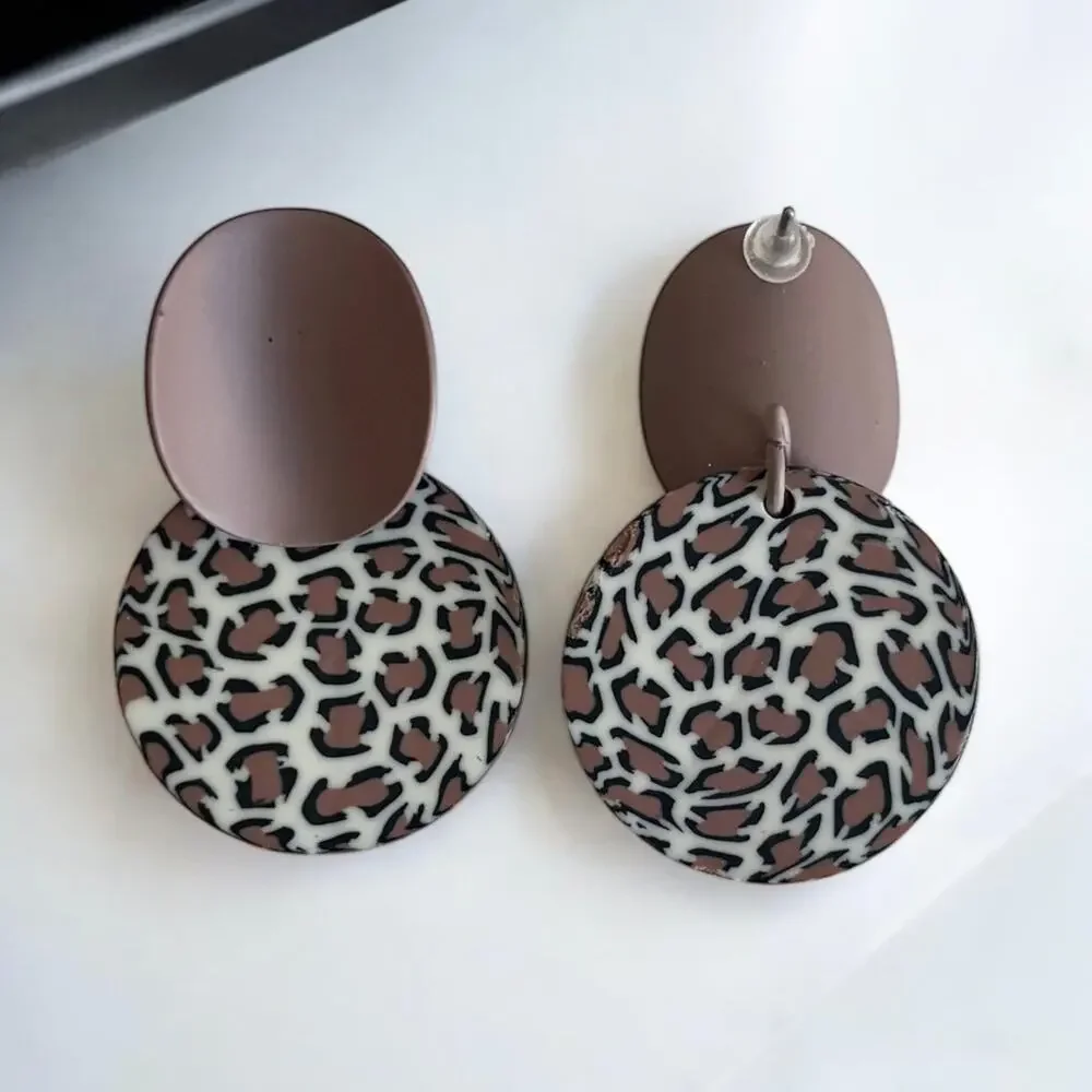 Leopard Print Drop Earrings
